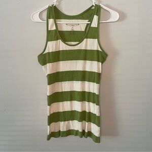 Green and White Maurice’s Striped Tank Top 100% Cotton